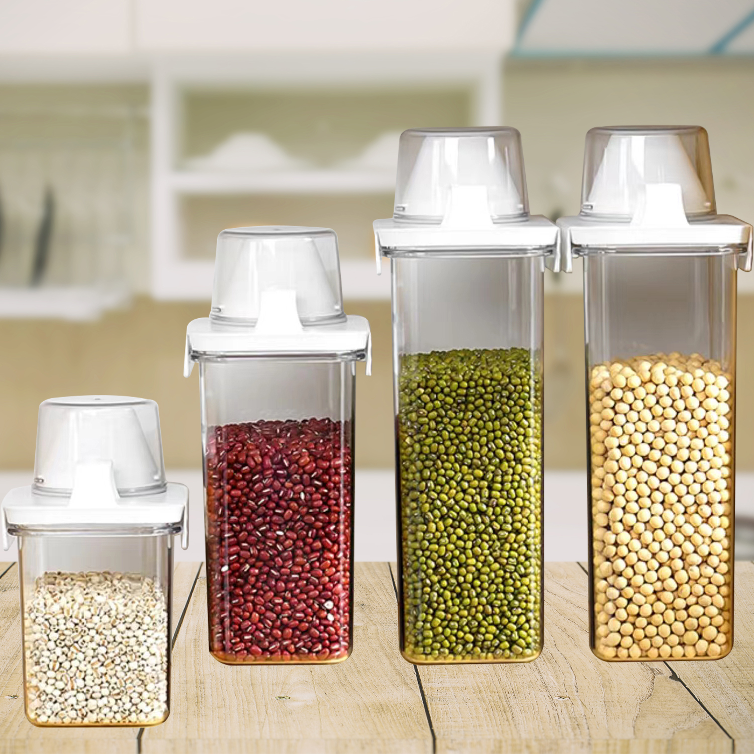 Grain Storage Box Cereals Container with Handle Food Bean Sealed Jar ...