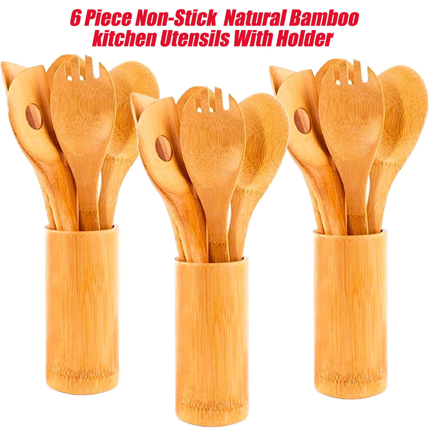 Kitchen Bamboo Spoon Cooking Utensils Set Natural Teak Wooden Spoons Handle Cooking Bamboo