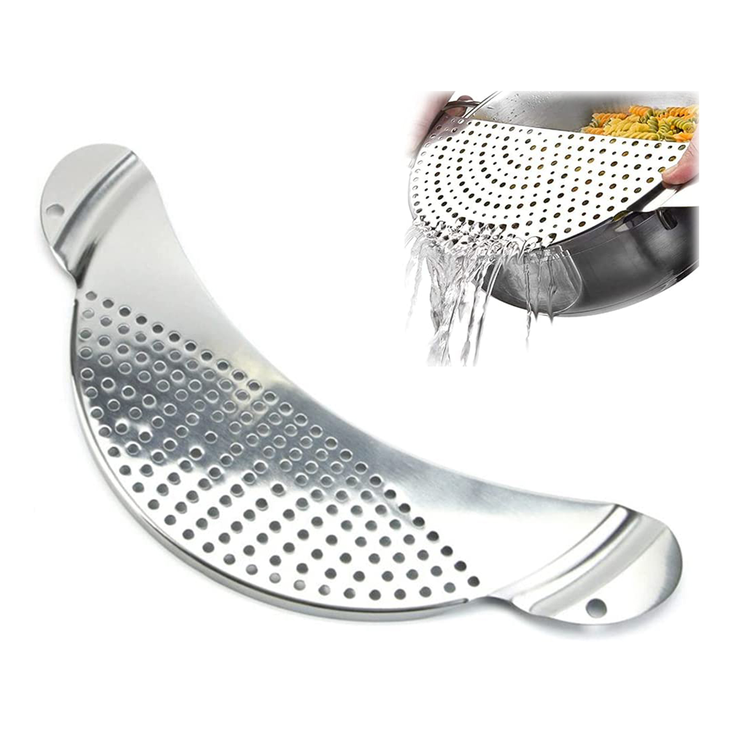 Pot Strainer Pan Drainer for Home Kitchen Easy Draining Pot Strainer Stainless Steel Pasta