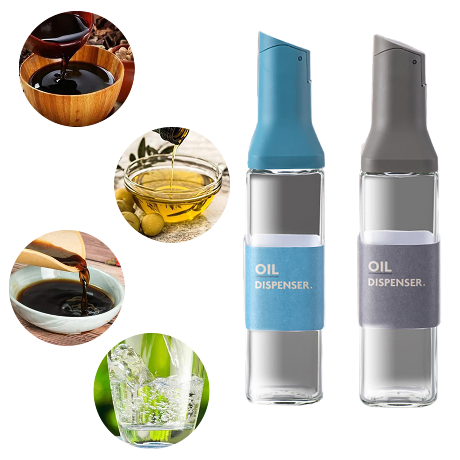 Large Olive Oil Dispenser Bottle Auto Flip Condiment Glass Container