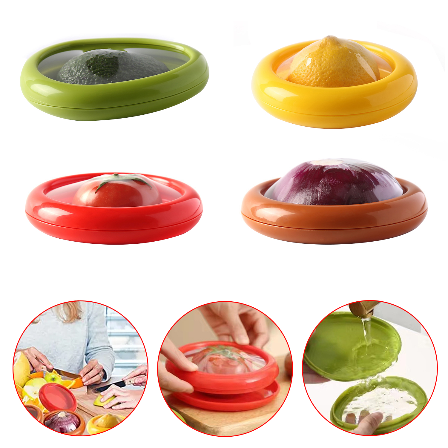 Kitchen Storage Box Fruit Vegetable Crisper Avocado Lemon Tomato Onion