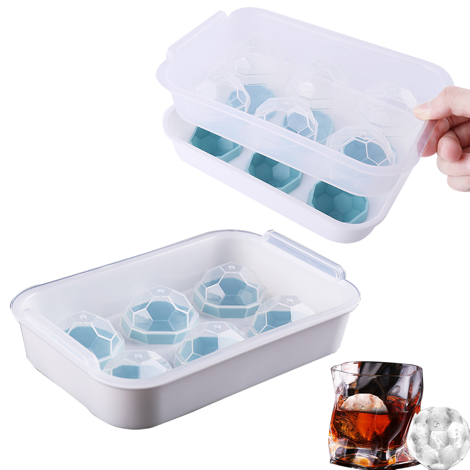 6 Grids Food Grade Ice Maker Silicone Ice Cube Mold Ice Tray, Creative ...