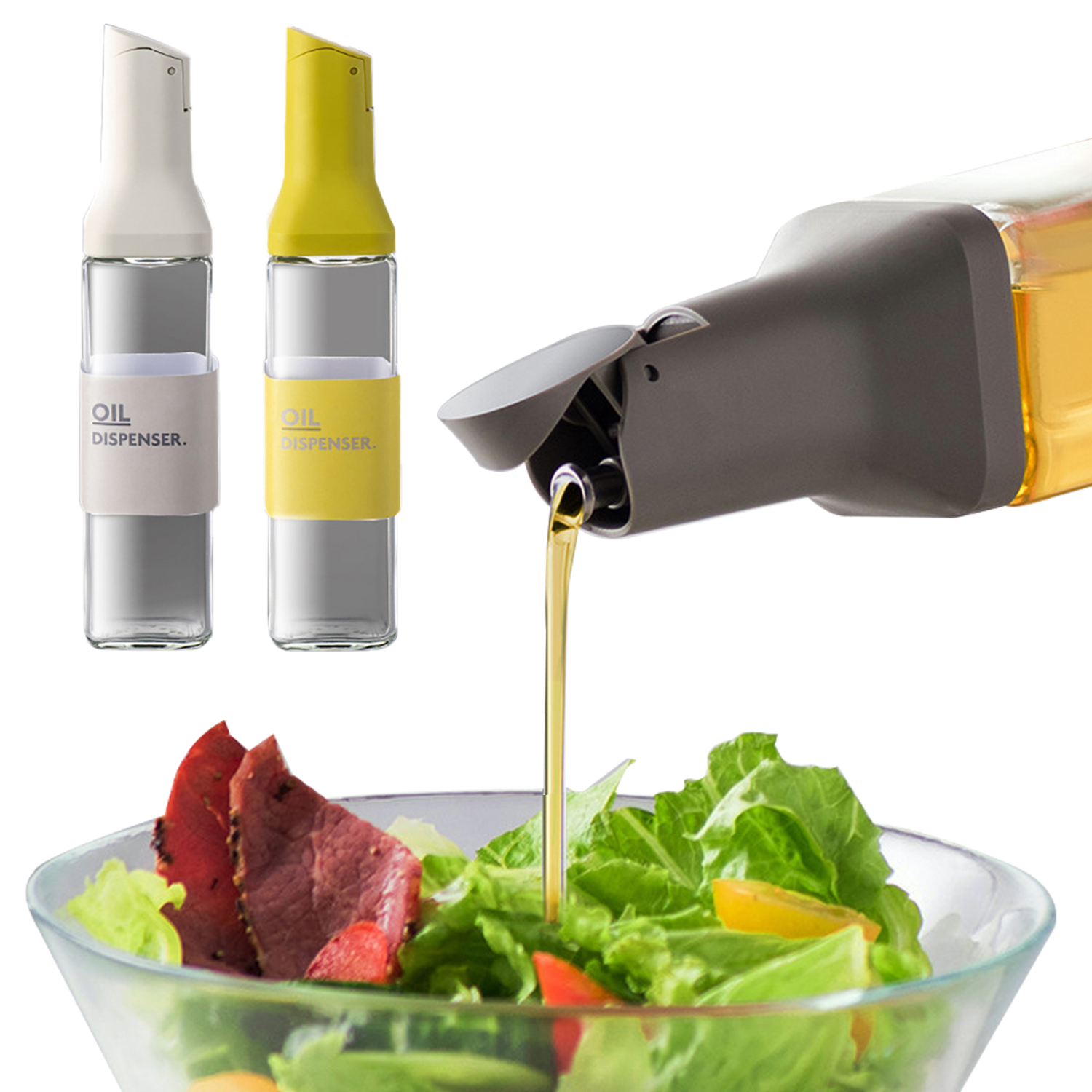 Large Olive Oil Dispenser Bottle Auto Flip Condiment Glass Container