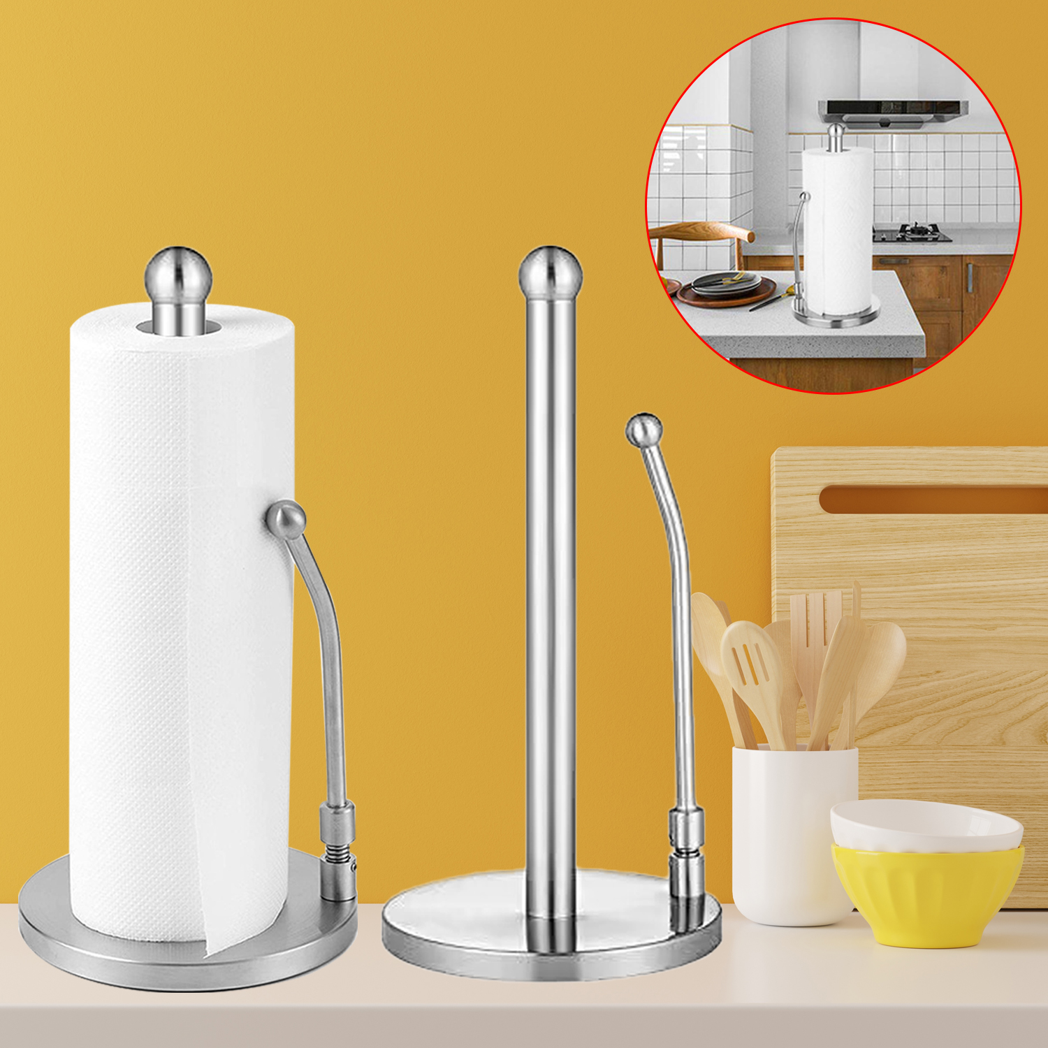 Stainless Steel Vertical Paper Towel Holder Stand For Home Kitchen