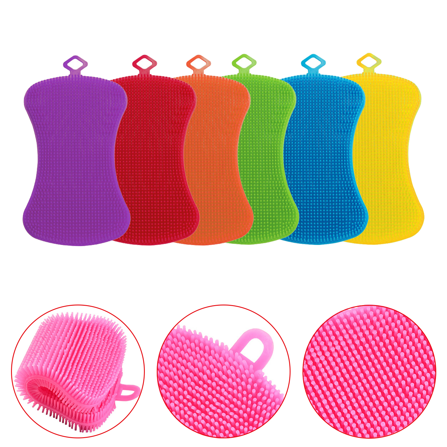 Silicone dish wash clean sponge Silicone Scrubber Dish Brush Pad Double ...