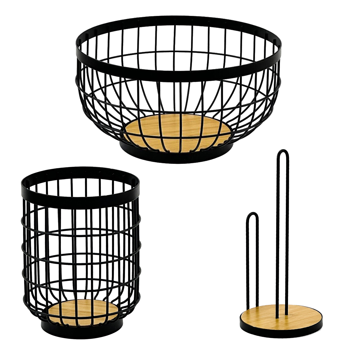 3pcs set Base Storage Basket Paper Towel Holder Round Kitchen Utensils