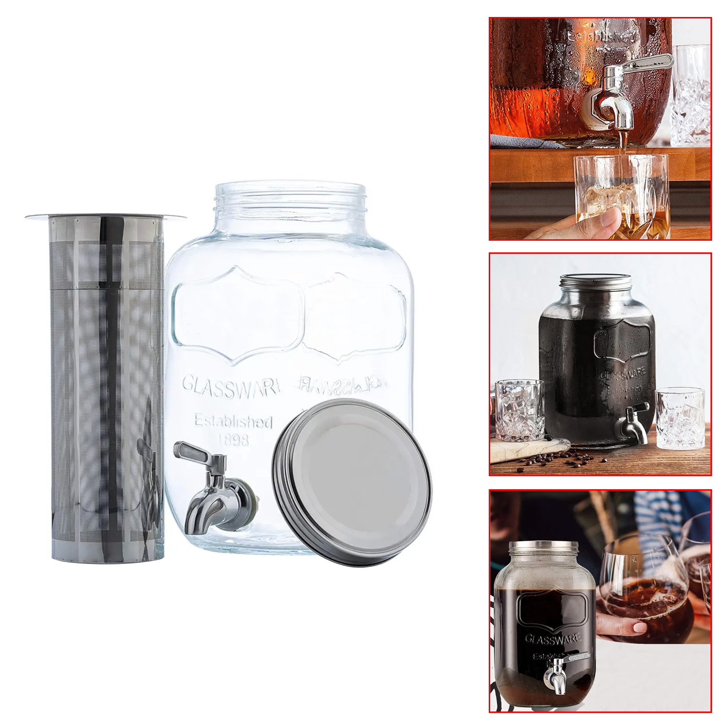 5L Mason Jars Cold Brew Coffee Beverage Dispenser Cold Brew Coffee