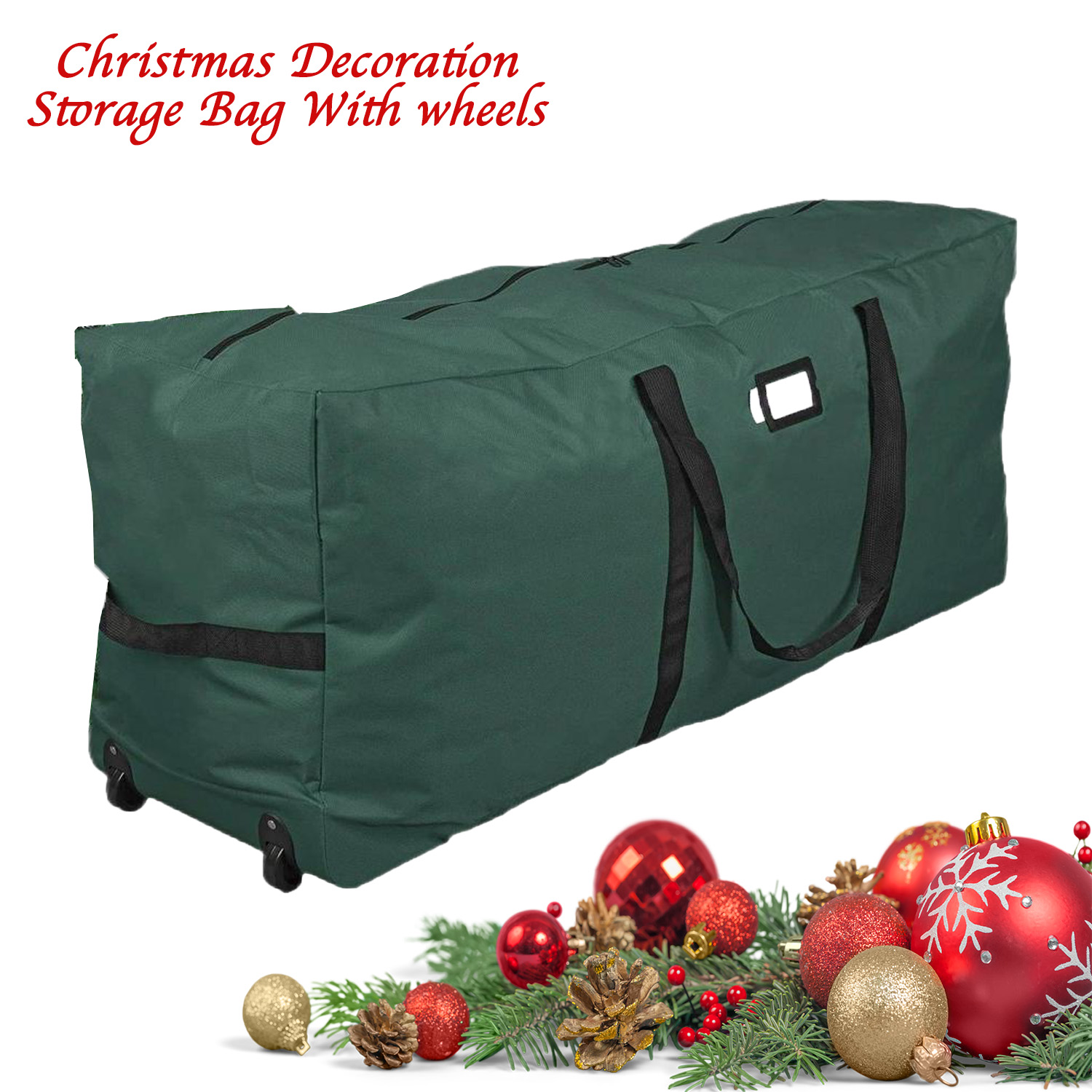 Christmas Decoration Storage Bag With Wheels Oxford Cloth Protect