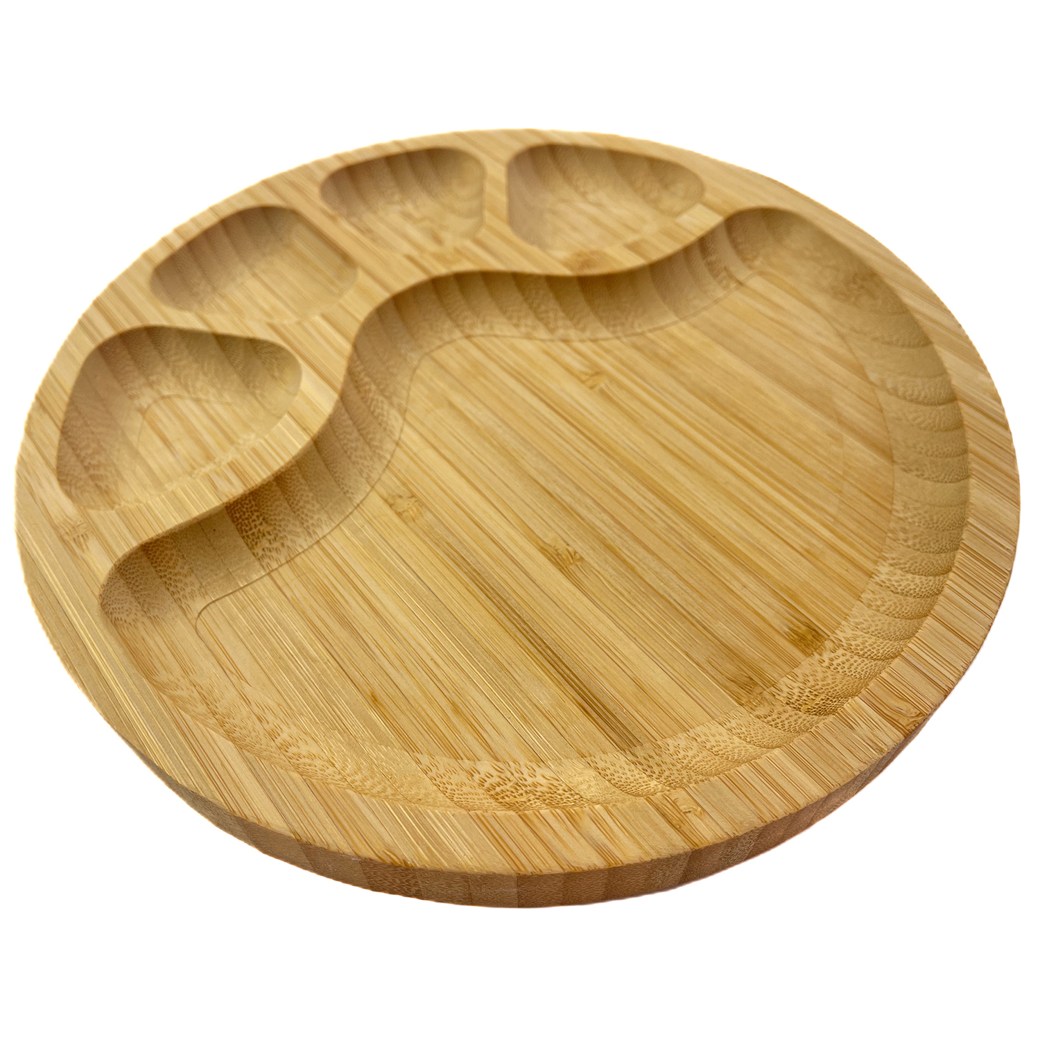 Bamboo Nuts Tray Bamboo Creative Fruit Plate with 5 Squares Service