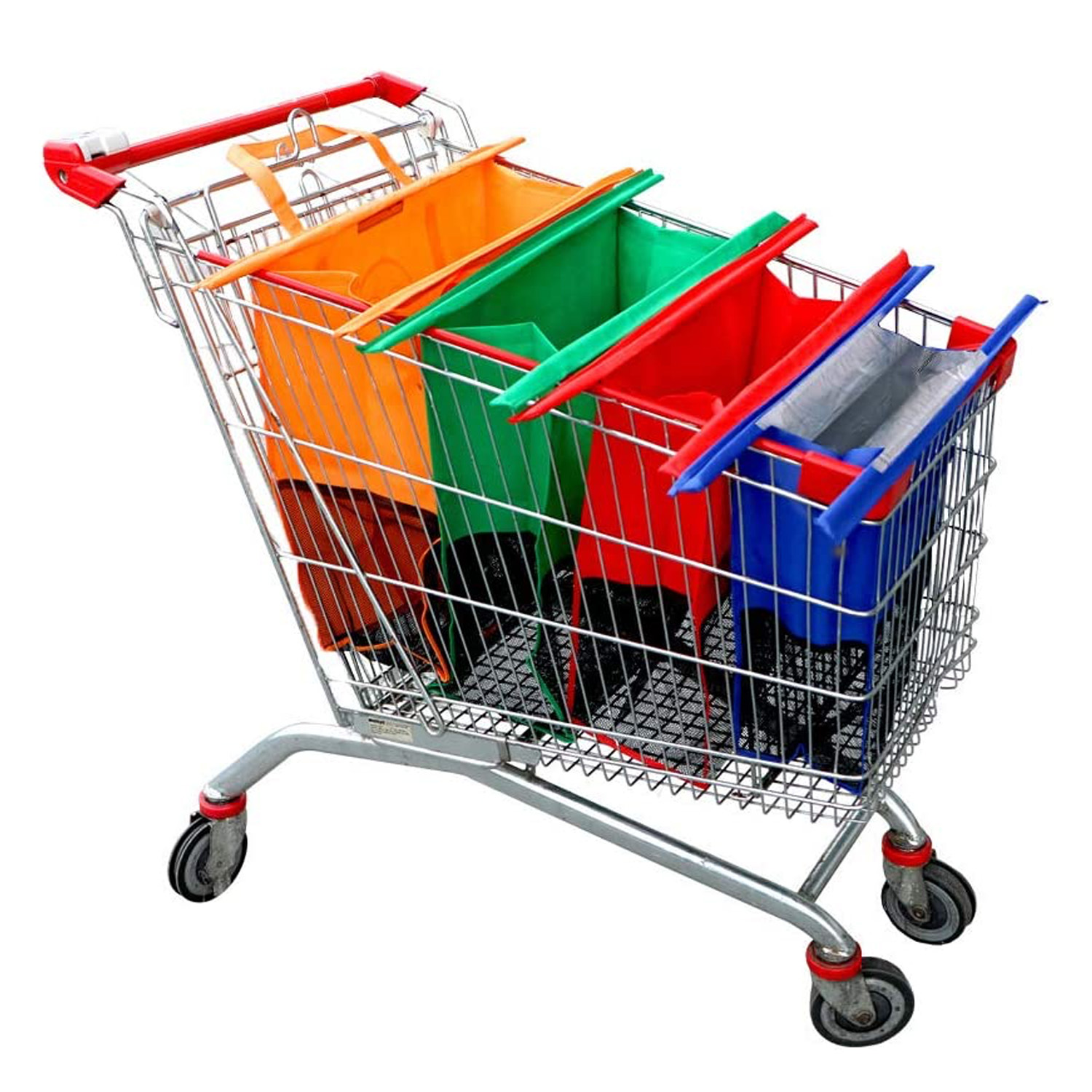 4 Pack Reusable Grocery Shopping Cart Bags With Different Colors Easy