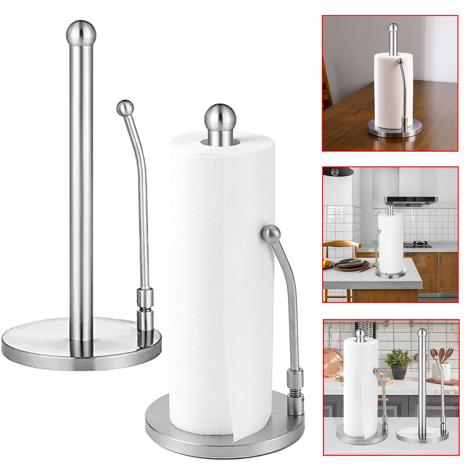 Stainless Steel Vertical Paper Towel Holder Stand For Home Kitchen