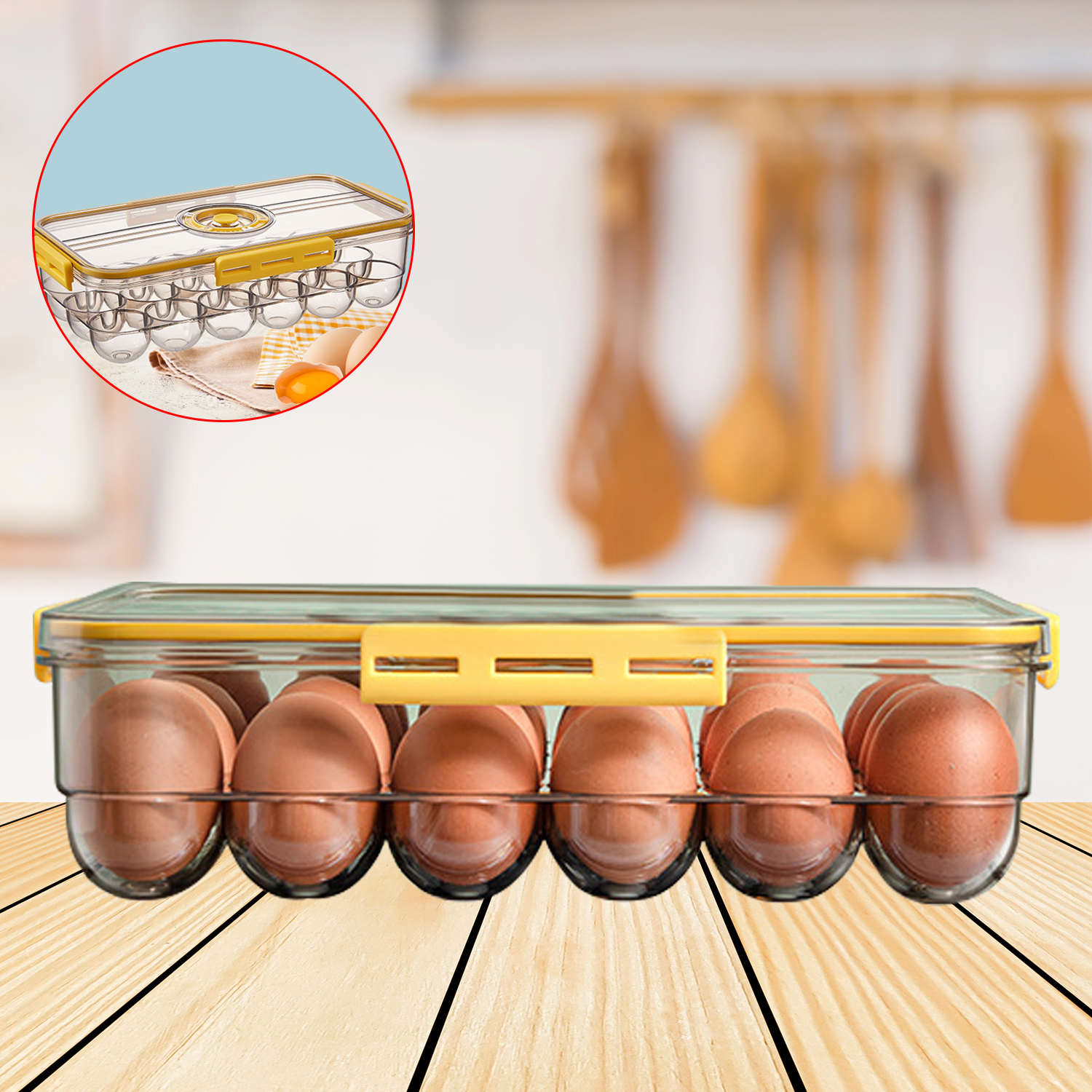 Grids Vacuum Sealing Box Egg Storage Container with Timer Kitchen Fresh