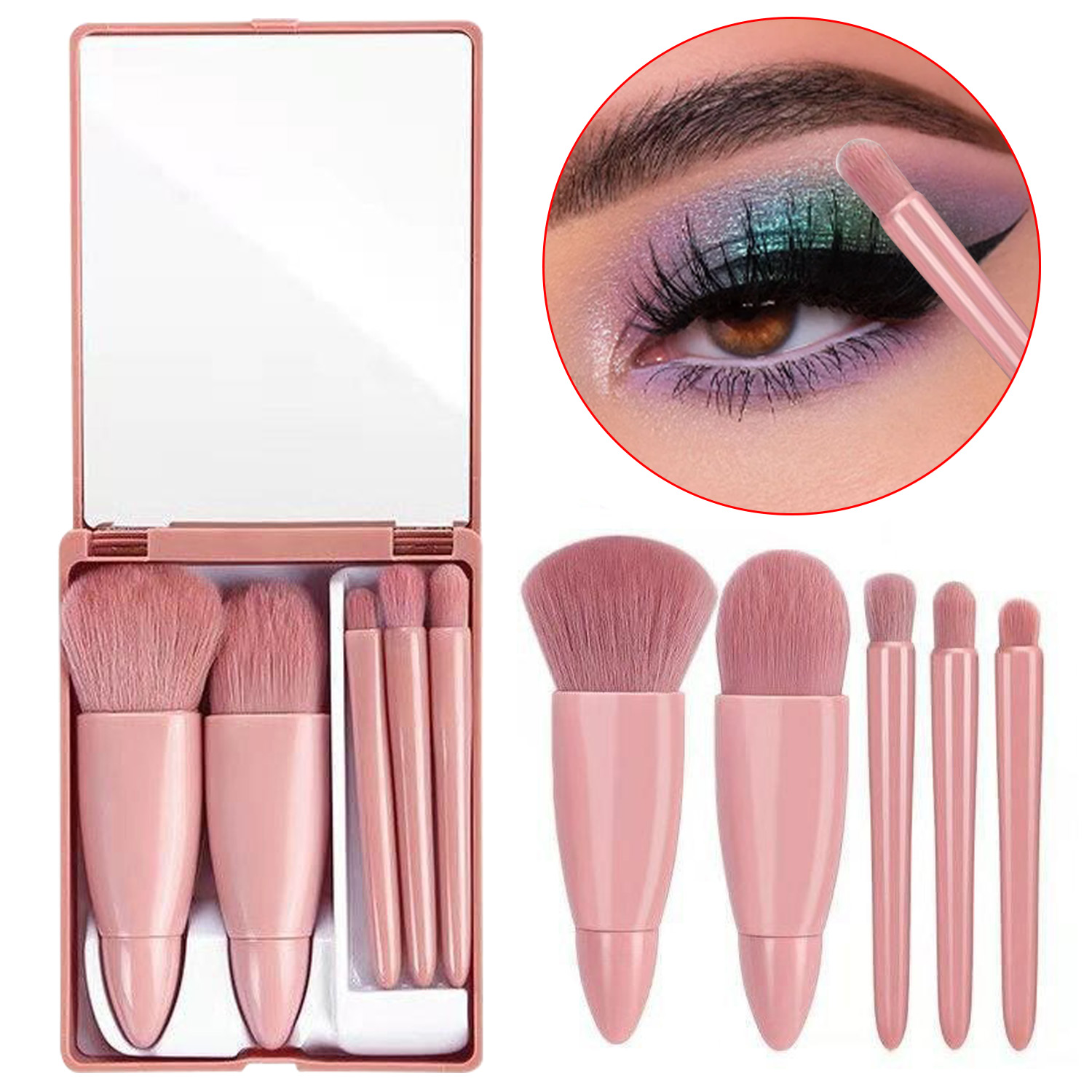 Short Handle Makeup Brush Set Synthetic Kabuki Powder Blush Contour