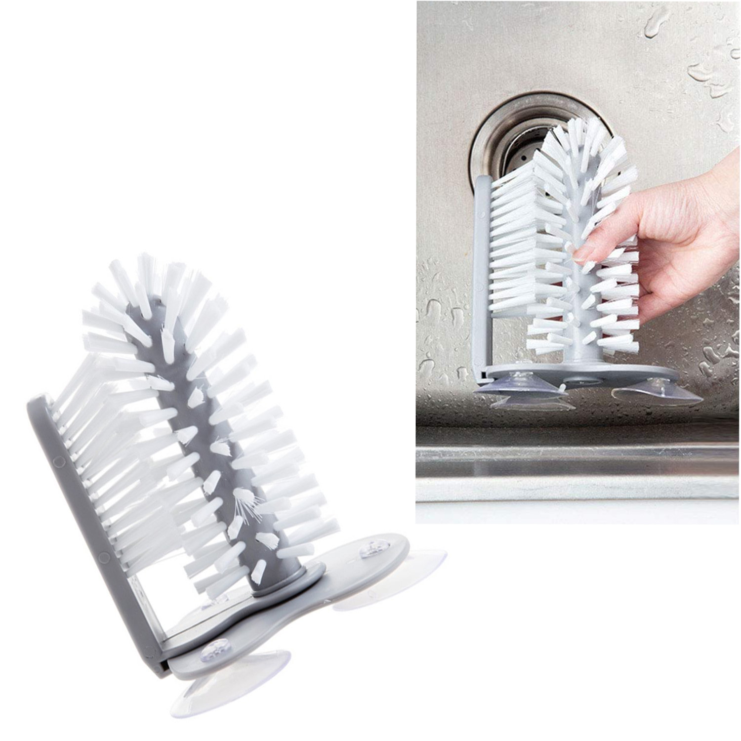 Sink Suction Wall Lazy Cup Brush Washer, Wine Glass Cleaning Brush