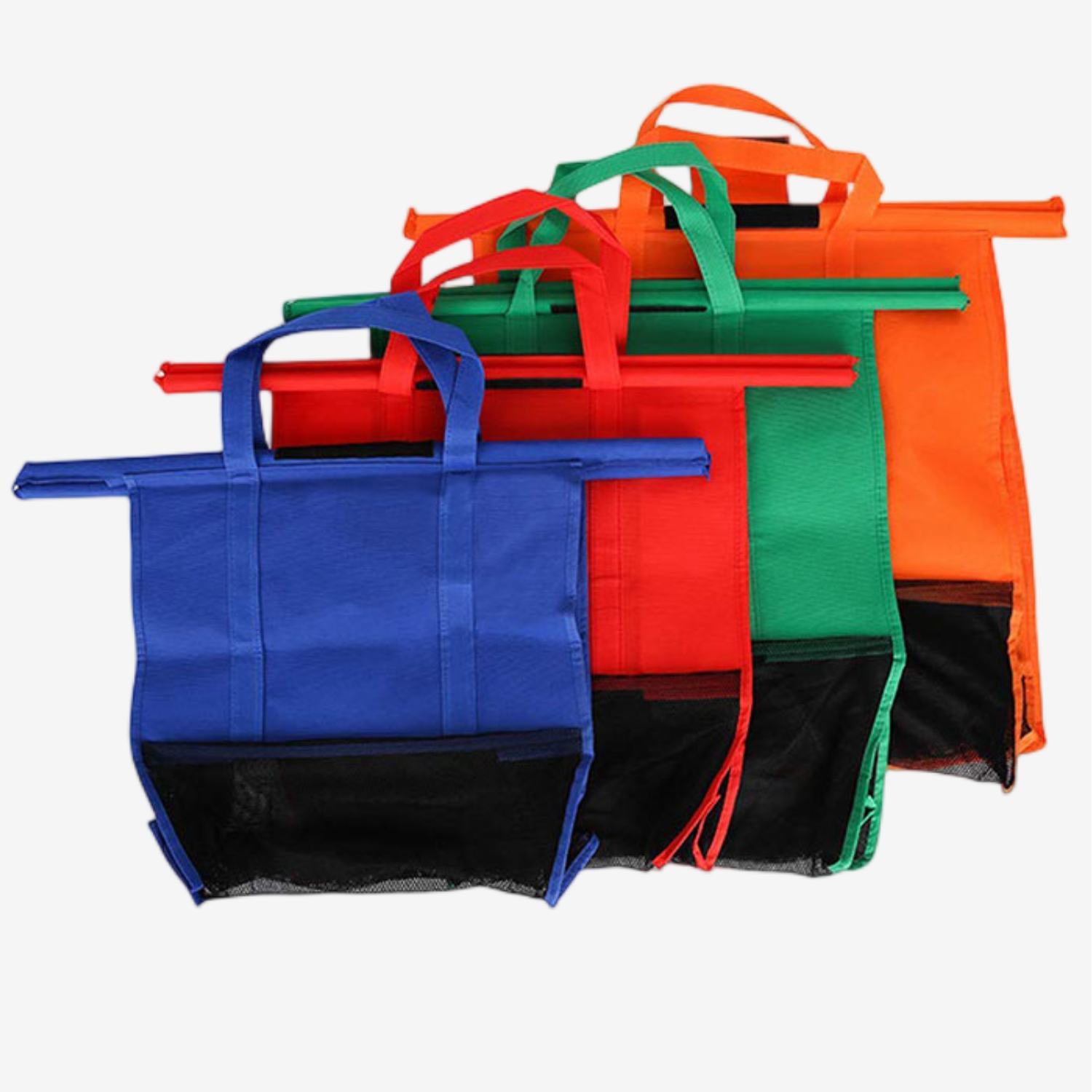 4 Pack Reusable Grocery Shopping Cart Bags With Different Colors Easy
