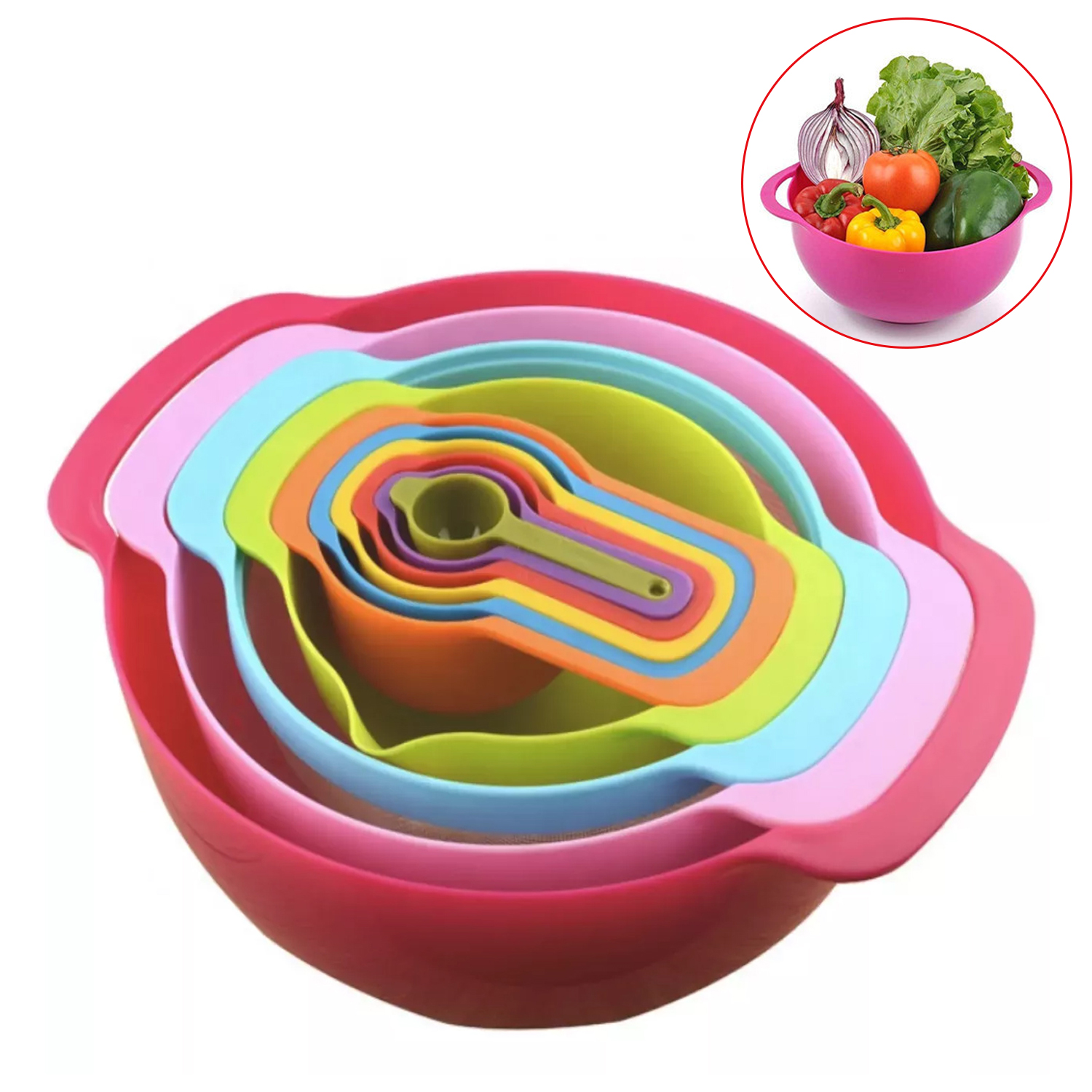 10 Piece Mixing Bowl Set Salad Bowls Colorful Kitchen Bowls Colander